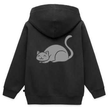 Chat endormi - Sweat Premium à capuche zippé enfant bio - noir - Dos - AI Model Kid Male (0cm)