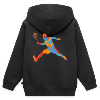 Badminton Coloré Badminton Joueur Badminton Garçons - Sweat Premium à capuche zippé enfant bio - noir - Dos - AI Model Kid Male (0cm)
