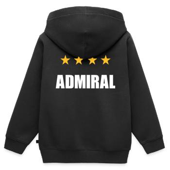 ★ Designfarben änderbar ★ Admiral (Vier Sterne) - Kinder Premium Organic Zip Hoodie - Schwarz - Hinten - AI Model Kid Male (0cm)