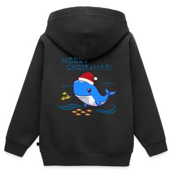 Weihnachten Wal Weihnachtsgeschenk - Kinder Premium Organic Zip Hoodie - Schwarz - Hinten - AI Model Kid Male (0cm)