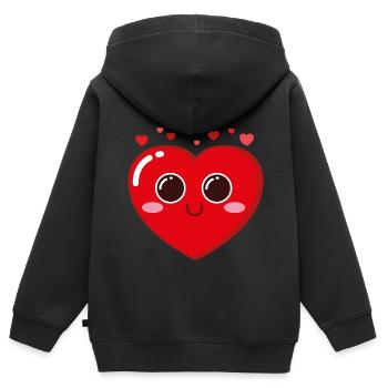 Heart black - Kids Premium Organic Zip-up Hoodie - black - Back - AI Model Kid Male (0cm)