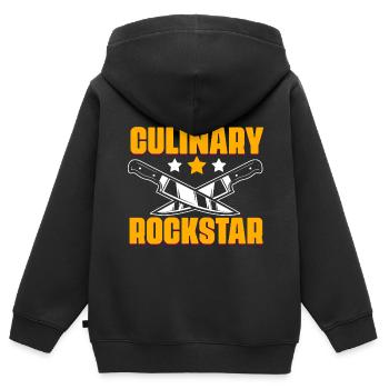 Kulinarisches, lustiges, professionelles Kochen - Kinder Premium Organic Zip Hoodie - Schwarz - Hinten - AI Model Kid Male (0cm)