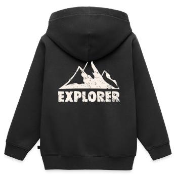 EXPLORATEUR - Sweat Premium à capuche zippé enfant bio - noir - Dos - AI Model Kid Male (0cm)
