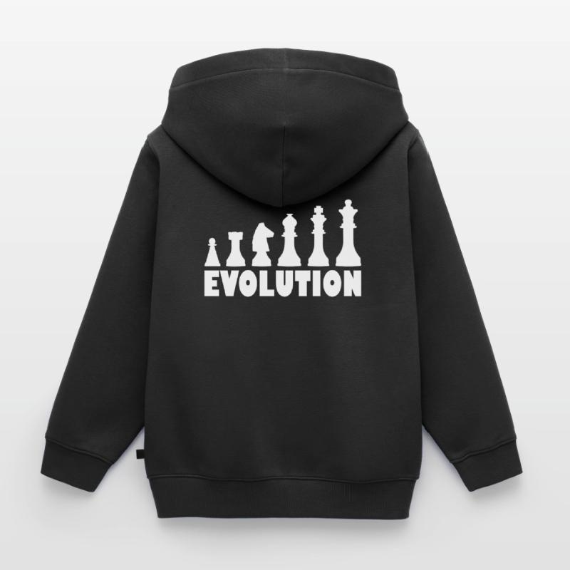 Échecs évolution échecs Sweat Premium à capuche zippé enfant bio