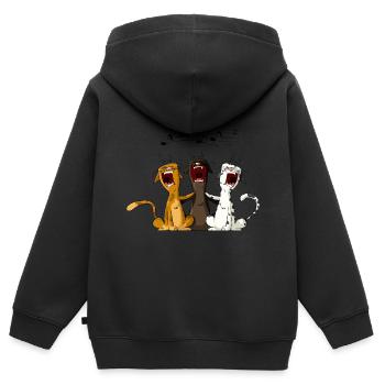 Singende Katzen - Kinder Premium Organic Zip Hoodie - Schwarz - Hinten - AI Model Kid Male (0cm)