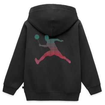 Badminton pixélisé badminton joueur badminton - Sweat Premium à capuche zippé enfant bio - noir - Dos - AI Model Kid Male (0cm)