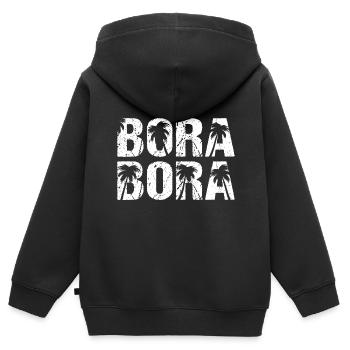 Bora Bora Palmen Pazifik Palmeninsel - Kinder Premium Organic Zip Hoodie - Schwarz - Hinten - AI Model Kid Male (0cm)