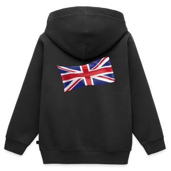Drapeau britannique drapeau britannique drapeau britannique - Sweat Premium à capuche zippé enfant bio - noir - Dos - AI Model Kid Male (0cm)