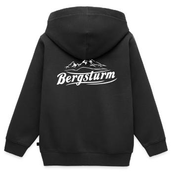 Das orig. Logo von Bergsturm Berchtesgaden - Kinder Premium Organic Zip Hoodie - Schwarz - Hinten - AI Model Kid Male (0cm)