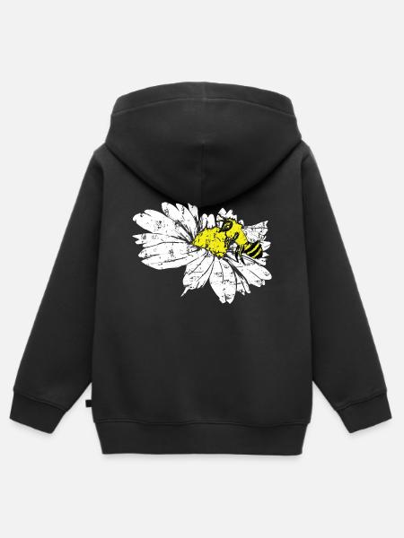 Biene Blume Bestäubung Imker - Kinder Premium Organic Zip Hoodie - Schwarz