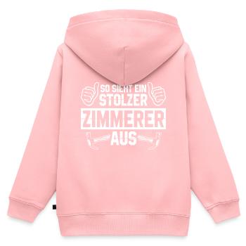 Zimmerer | Zimmerei Handwerk Handwerker Geschenke - Kinder Premium Organic Zip Hoodie - Rosa - Hinten - AI Model Kid Female (0cm)