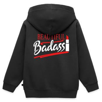 Belle Badass - Sweat Premium à capuche zippé enfant bio - noir - Dos - AI Model Kid Male (0cm)