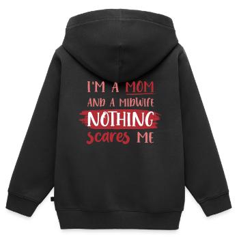Sage-femme - Sweat Premium à capuche zippé enfant bio - noir - Dos - AI Model Kid Male (0cm)