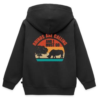 Drôle de jeu de mots de rhinocéros pour un potelé - Sweat Premium à capuche zippé enfant bio - noir - Dos - AI Model Kid Male (0cm)