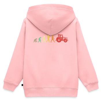 Darwin Evolution für Landwirte 🚜 - Kinder Premium Organic Zip Hoodie - Rosa - Hinten - AI Model Kid Female (0cm)