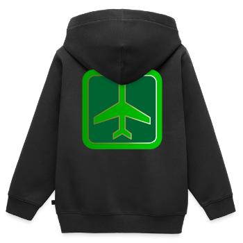 airplane aeroplane flugzeug heissluftballon air ba - Kinder Premium Organic Zip Hoodie - Schwarz - Hinten - AI Model Kid Male (0cm)