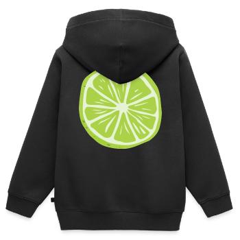 citron lime citron veggie Veggie agrumes - Sweat Premium à capuche zippé enfant bio - noir - Dos - AI Model Kid Male (0cm)