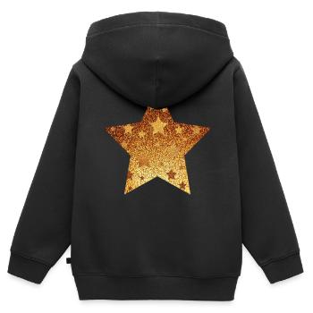 Étoile avec astérisque - Cadeau d’or idée cadeau - Sweat Premium à capuche zippé enfant bio - noir - Dos - AI Model Kid Male (0cm)