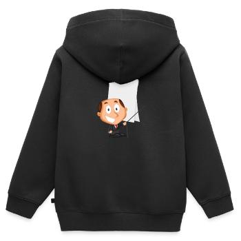 Dozent verwendet Flipchart, Geschenkidee - Kinder Premium Organic Zip Hoodie - Schwarz - Hinten - AI Model Kid Male (0cm)