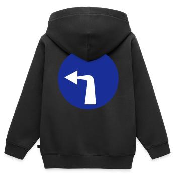 links abbiegen Schild Verkehr Geschenk Auto Idee - Kinder Premium Organic Zip Hoodie - Schwarz - Hinten - AI Model Kid Male (0cm)