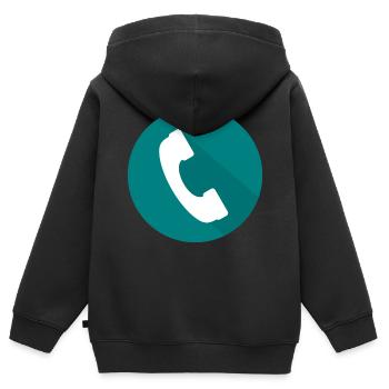téléphone téléphone mobile retro13 radio téléphone mobile - Sweat Premium à capuche zippé enfant bio - noir - Dos - AI Model Kid Male (0cm)