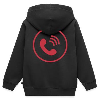 téléphone téléphone mobile retro16 radio téléphone mobile - Sweat Premium à capuche zippé enfant bio - noir - Dos - AI Model Kid Male (0cm)