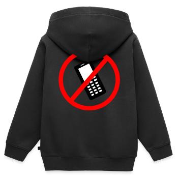 radio mobile téléphone téléphone mobile téléphone Retro23 - Sweat Premium à capuche zippé enfant bio - noir - Dos - AI Model Kid Male (0cm)