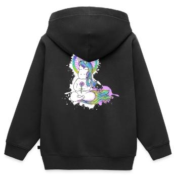 Niedliches BuddhaCorn :) - Kinder Premium Organic Zip Hoodie - Schwarz - Hinten - AI Model Kid Male (0cm)