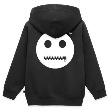 Smiley Shut up - Sei Still - Kinder Premium Organic Zip Hoodie - Schwarz - Hinten - AI Model Kid Male (0cm)