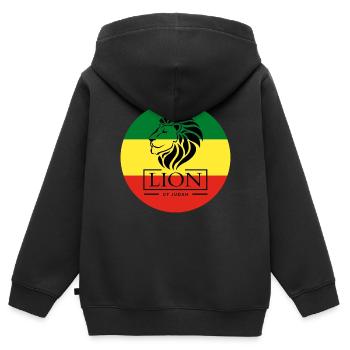 Lion of Judah - Jah Rastafari Reggae Roots Shirt - Kinder Premium Organic Zip Hoodie - Schwarz - Hinten - AI Model Kid Male (0cm)