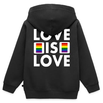 Love is love - Sweat Premium à capuche zippé enfant bio - noir - Dos - AI Model Kid Male (0cm)