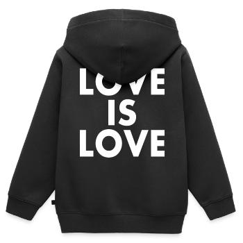 Love is love - Sweat Premium à capuche zippé enfant bio - noir - Dos - AI Model Kid Male (0cm)