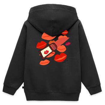 LIPPENSTIFT v2.00 - Kinder Premium Organic Zip Hoodie - Schwarz - Hinten - AI Model Kid Male (0cm)