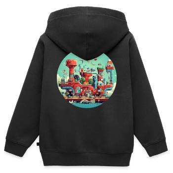 Nostalgic retro video game - Kids Premium Organic Zip-up Hoodie - black - Back - AI Model Kid Male (0cm)