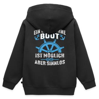 Ein leben ohne boot ist möglich aber sinnlos - Kinder Premium Organic Zip Hoodie - Schwarz - Hinten - AI Model Kid Male (0cm)