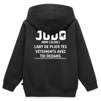 judo L'art de plier tes vêtements avec toi dedans - Sweat Premium à capuche zippé enfant bio - noir - Dos - AI Model Kid Male (0cm)