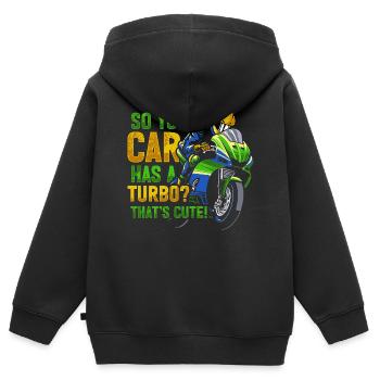 Moto de course de moto dicton - Sweat Premium à capuche zippé enfant bio - noir - Dos - AI Model Kid Male (0cm)