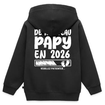 2026 wieder Opa - Kinder Premium Organic Zip Hoodie - Schwarz - Hinten - AI Model Kid Male (0cm)
