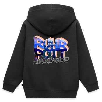 Ruhrpott - Auf Kohle geboren - Kinder Premium Organic Zip Hoodie - Schwarz - Hinten - AI Model Kid Male (0cm)