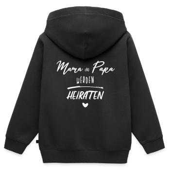 Mama und Papa werden heiraten - Kinderspruch Babys - Kinder Premium Organic Zip Hoodie - Schwarz - Hinten - AI Model Kid Male (0cm)