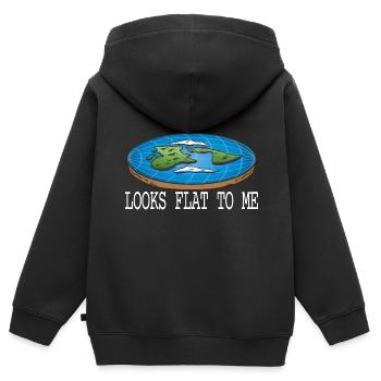 Looks Flat To Me Flat Earth Society Flache Erde - Kids Premium Organic Zip-up Hoodie - black - Back - AI Model Kid Male (0cm)