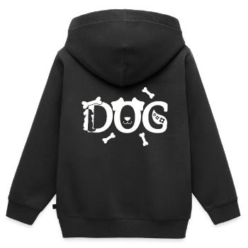 Chien avec chien (blanc) - Sweat Premium à capuche zippé enfant bio - noir - Dos - AI Model Kid Male (0cm)