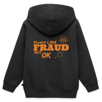 Klingt nach Betrug, ist aber ok - Kinder Premium Organic Zip Hoodie - Schwarz - Hinten - AI Model Kid Male (0cm)