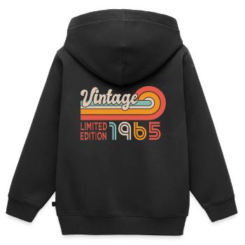 1965 anniversaire Né en 1965 - Sweat Premium à capuche zippé enfant bio - noir - Dos - AI Model Kid Male (0cm)