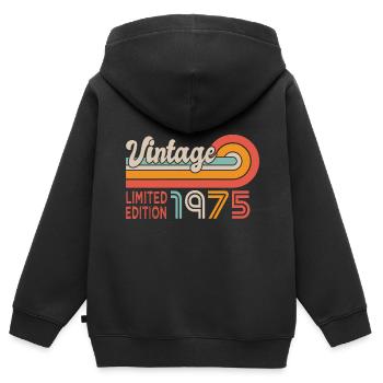 1975 anniversaire Né en 1975 - Sweat Premium à capuche zippé enfant bio - noir - Dos - AI Model Kid Male (0cm)