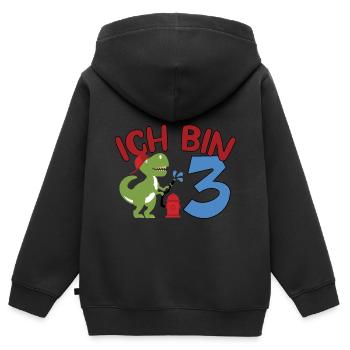 ICH BIN 3 DINO DINOSAURIER FEUERWEHR - Kinder Premium Organic Zip Hoodie - Schwarz - Hinten - AI Model Kid Male (0cm)