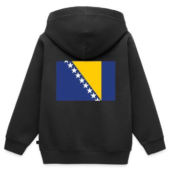 Bosnien und Herzegowina Flagge Wappen - Kinder Premium Organic Zip Hoodie - Schwarz - Hinten - AI Model Kid Male (0cm)