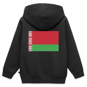 Weißrussland Flagge Wappen - Kinder Premium Organic Zip Hoodie - Schwarz - Hinten - AI Model Kid Male (0cm)