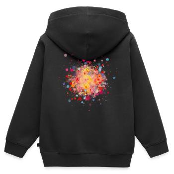 Farbspritzer Frühling bunt, Flecken und Tupfen - Kinder Premium Organic Zip Hoodie - Schwarz - Hinten - AI Model Kid Male (0cm)