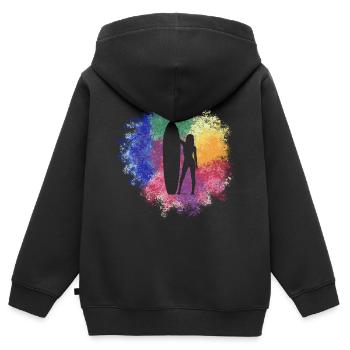 Surfergirl - Kinder Premium Organic Zip Hoodie - Schwarz - Hinten - AI Model Kid Male (0cm)